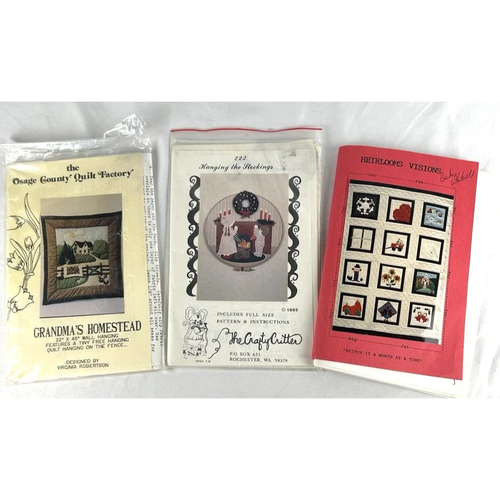 Lot Of 19 Vintage Craft Quilt Patterns Christmas Wall Hangings Appliques 90s